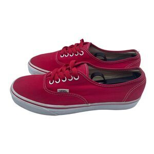 Vans Authentic Low Red Canvas Shoes Skateboard Casual Mens Size 8 Womens 9.5